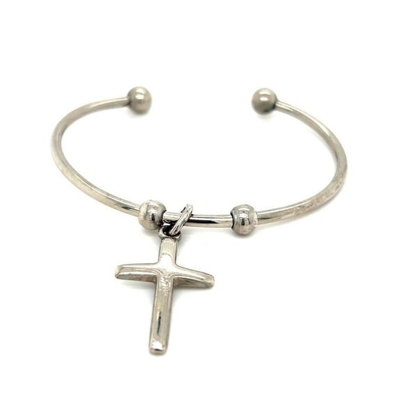 Silver Color Cross Open Cuff - Picture 2 of 4